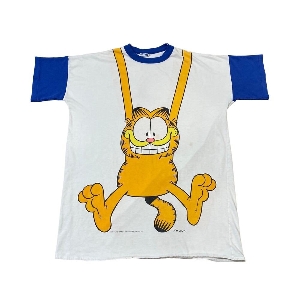 Vintage Flirts 70s Garfield Hanging AOP Single Stitch T Shirt Men's 2XL